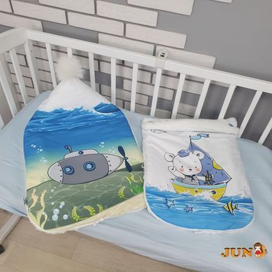 Конверт Kingdom-Kids Мишка на корабле плюш голубой