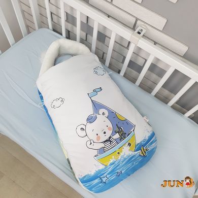 Конверт Kingdom-Kids Мишка на корабле плюш голубой