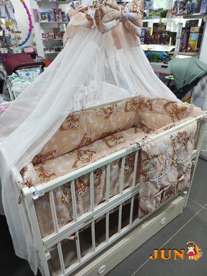 Комплект постельного белья в детскую кроватку Qvatro Gold RG-08 рисунок мишки морды (персиковый)