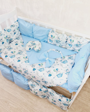 Комплект постільної білизни Bonna Eco в дитяче ліжечко Мишки Блакитний
