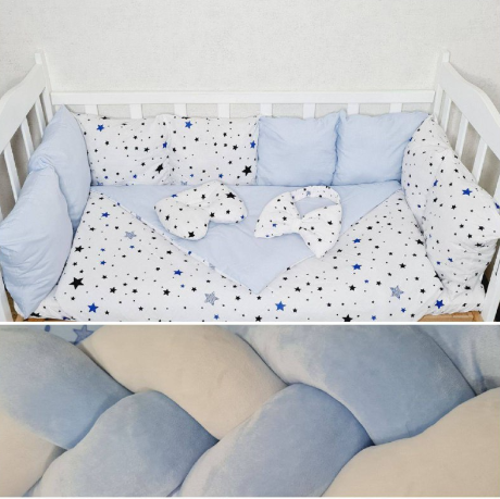 Комплект постельного белья Bonna Elegance в детскую кроватку Звезды Голубой
