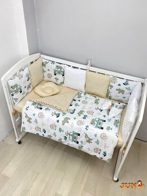 Комплект постільної білизни, в дитяче ліжечко. Звірі та машинки