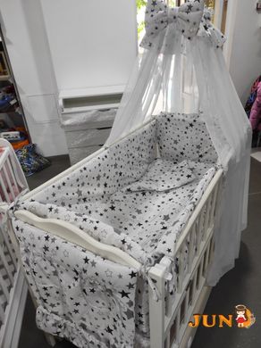 Комплект постельного белья в детскую кроватку Qvatro Gold RG-08 рисунок серая звезда на белом