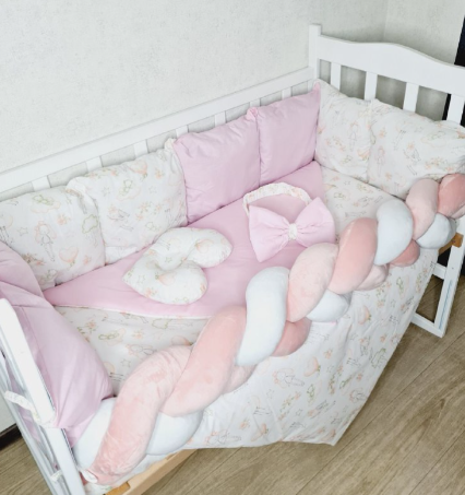 Комплект постільної білизни Bonna Elegance в дитяче ліжечко Ангел Рожевий