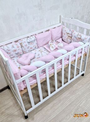 Комплект постільної білизни Bonna Elegance New в дитяче ліжечко Оленятко з квіточками Рожевий
