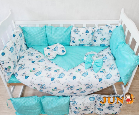Комплект постільної білизни Bonna Eco в дитяче ліжечко Мишки М'ятний