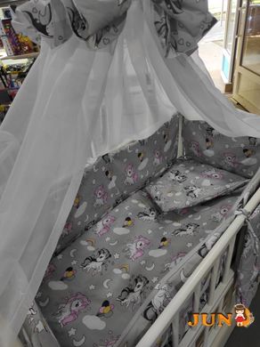Комплект постельного белья в детскую кроватку Qvatro Gold RG-08 рисунок пони на сером (серый)