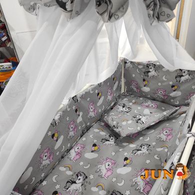 Комплект постельного белья в детскую кроватку Qvatro Gold RG-08 рисунок пони на сером (серый)