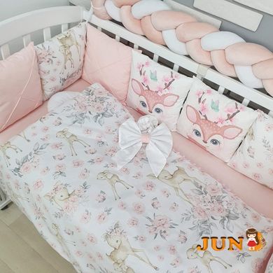 Комплекти постільної білизни, в дитяче ліжечко. Оленята рожево- персикові