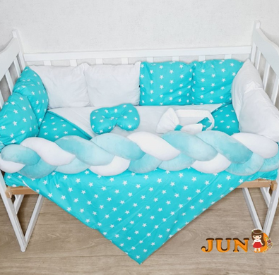 Комплект постільної білизни Bonna Elegance у дитяче ліжечко Зірки М'ятно-білий