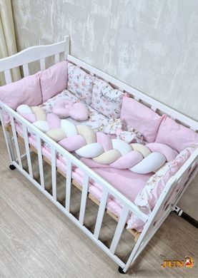 Комплект постільної білизни Bonna Elegance New в дитяче ліжечко Оленятко з квіточками Рожевий з бежевим