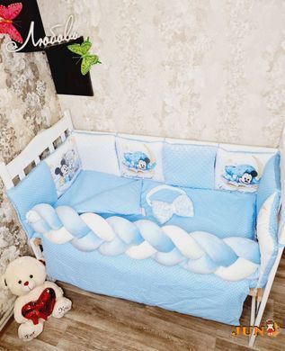 Комплект постільної білизни Bonna Mini Print в дитяче ліжечко Блакитний
