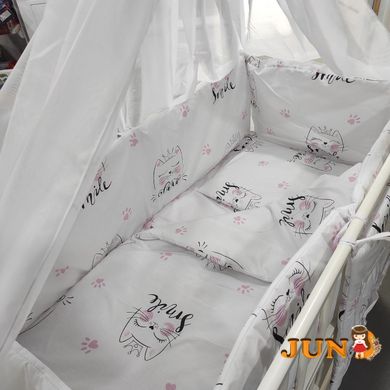Комплект постельного белья в детскую кроватку Qvatro Gold RG-08 рисунок кот на белом (smile)