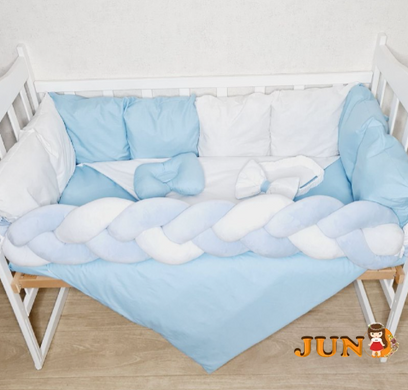 Комплект постільної білизни Bonna Elegance в дитяче ліжечко Біло-Блакитний
