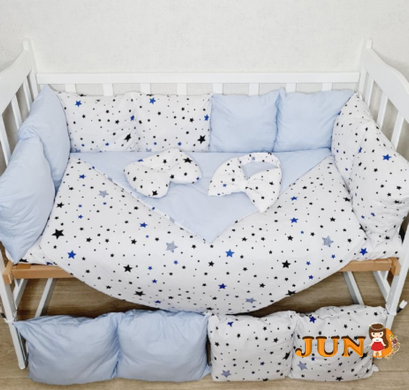 Комплект постельного белья Bonna Eco в детскую кроватку Звезды Голубой