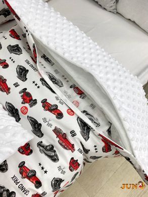 Комплект постільної білизни, в дитяче ліжечко. Машинки сіро-червоні
