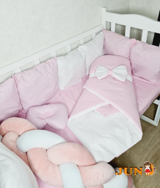 Комплект постільної білизни Bonna Elegance в дитяче ліжечко Біло-Рожевий