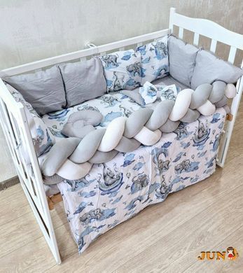 Комплект постільної білизни Bonna Elegance New в дитяче ліжечко Слоненя Сіре