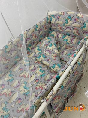 Комплект постельного белья в детскую кроватку Qvatro Gold RG-08 рисунок серая (единороги)