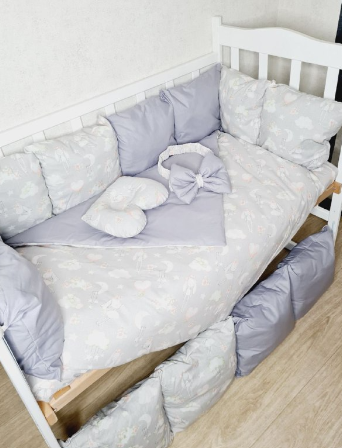 Комплект постельного белья Bonna Eco в детскую кроватку Ангел Серый