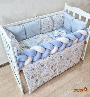 Комплект постільної білизни Bonna Elegance New в дитяче ліжечко Тваринки Блакитні
