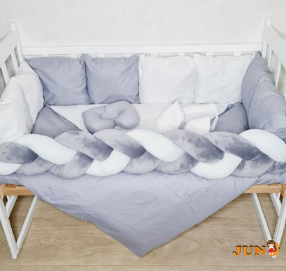 Комплект постільної білизни Bonna Elegance в дитяче ліжечко Біло-Сірий