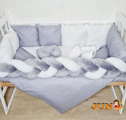 Комплект постільної білизни Bonna Elegance в дитяче ліжечко Біло-Сірий