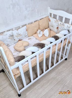 Комплект постільної білизни Bonna Elegance New в дитяче ліжечко Сплячі звірі Золотий Бежевий