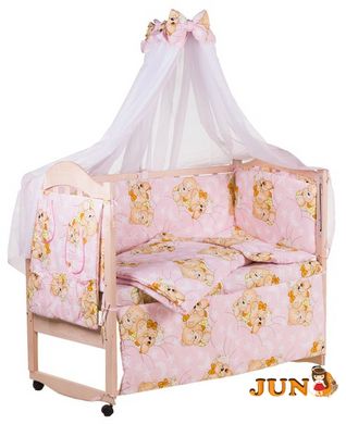 Комплект постільної білизни в дитяче ліжечко Qvatro Gold RG-08 малюнок рожевий (ведмедики сплять)