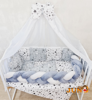 Комплект постільної білизни Bonna Koss в дитяче ліжечко Зірки Сірий