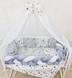 Комплект постільної білизни Bonna Koss в дитяче ліжечко Зірки Сірий