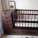 Детская кроватка для новорожденных с ящиком и переставной тумбой венге