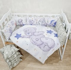 Комплект постельного белья Bonna Print в детскую кроватку с мишкой синий