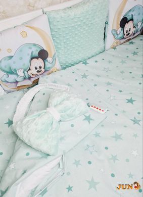 Комплект постільної білизни Bonna Mini Print в дитяче ліжечко Міккі М'ята