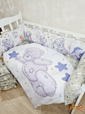 Комплект постільної білизни Bonna Print в дитяче ліжечко з ведмедиком синій