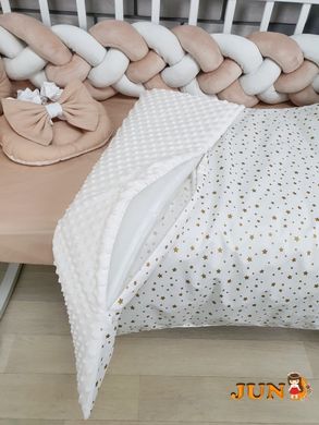 Комплект постільної білизни в дитяче ліжечко, бежевий з коронами.