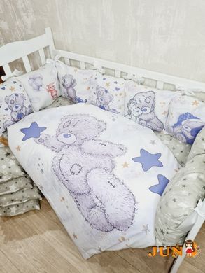 Комплект постільної білизни Bonna Print в дитяче ліжечко з ведмедиком синій