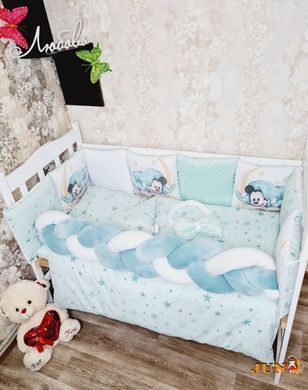 Комплект постільної білизни Bonna Mini Print в дитяче ліжечко Міккі М'ята
