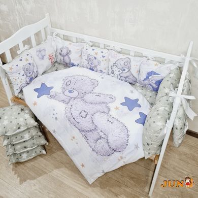 Комплект постільної білизни Bonna Print в дитяче ліжечко з ведмедиком синій