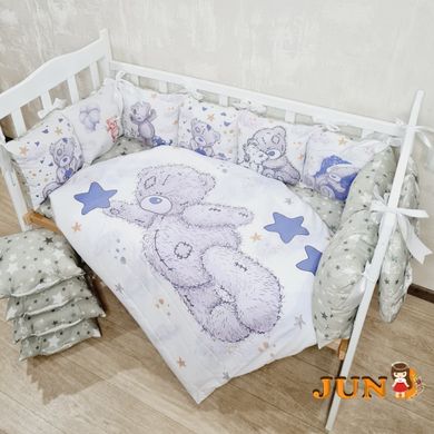 Комплект постільної білизни Bonna Print в дитяче ліжечко з ведмедиком бірюза