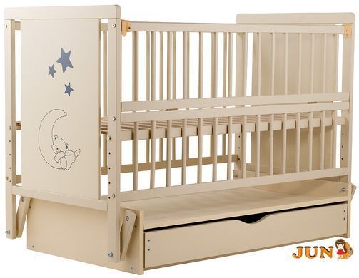 Ліжко Babyroom Ведмедик M-03 маятник, ящик, відкидний бік бук слонова кістка