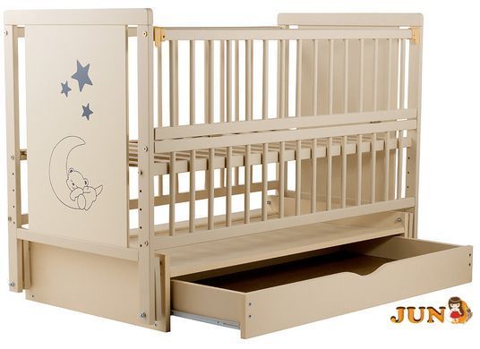 Ліжко Babyroom Ведмедик M-03 маятник, ящик, відкидний бік бук слонова кістка