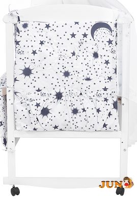 Комплект постільної білизни в дитяче ліжечко Qvatro Gold RG-08 малюнок білий (темно-сині зірки, місяць)