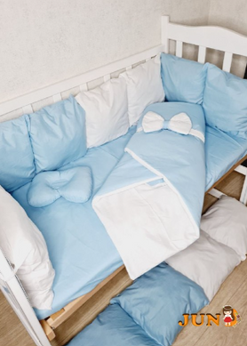 Комплект постельного белья Bonna Eco в детскую кроватку Голубой Однотон