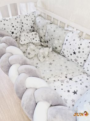 Комплект постільної білизни Bonna Elegance в дитяче ліжечко Зірочки сірі