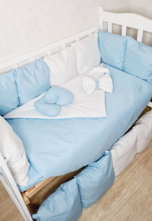 Комплект постельного белья Bonna Eco в детскую кроватку Голубой Однотон