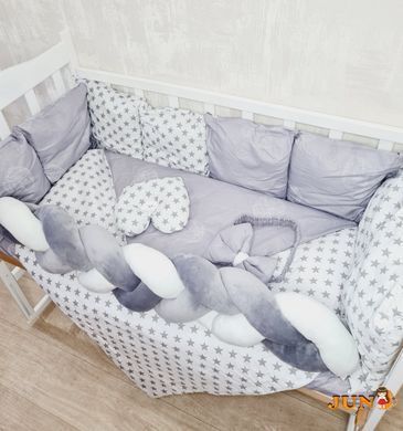 Комплект постільної білизни Bonna Elegance в дитяче ліжечко Зірочки сірі