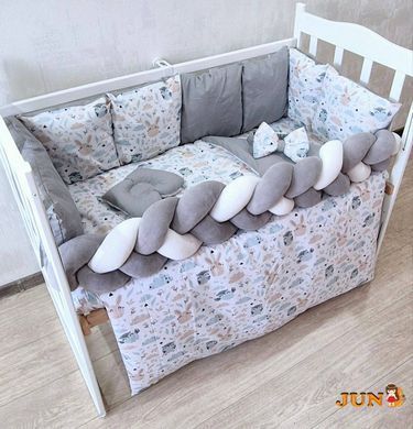 Комплект постільної білизни Bonna Elegance New в дитяче ліжечко Тваринки Сірі