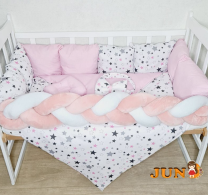 Комплект постільної білизни Bonna Elegance в дитяче ліжечко Зірки Рожевий