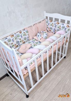 Комплект постільної білизни Bonna Elegance New в дитяче ліжечко Лісні звірятка Персик